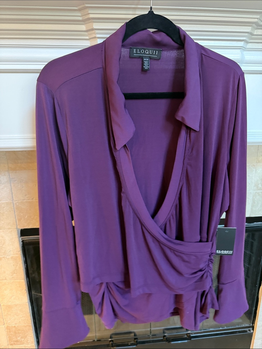 Eloquii Deep Purple Draped Wrap Blouse Sz 18/20